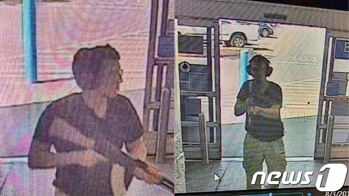 본문 이미지 - KTSM 9 뉴스 채널이 입수한 CCTV 영상에는 지난 3일(현지시간) 텍사스주 엘패소의 시엘로 비스타 월마트 매장에 들어가던 21세의 패트릭 크루시우스로 밝혀진 범인이 손님들에게 총기를 난사하는 장면이 담겼다. @AFP=뉴스1