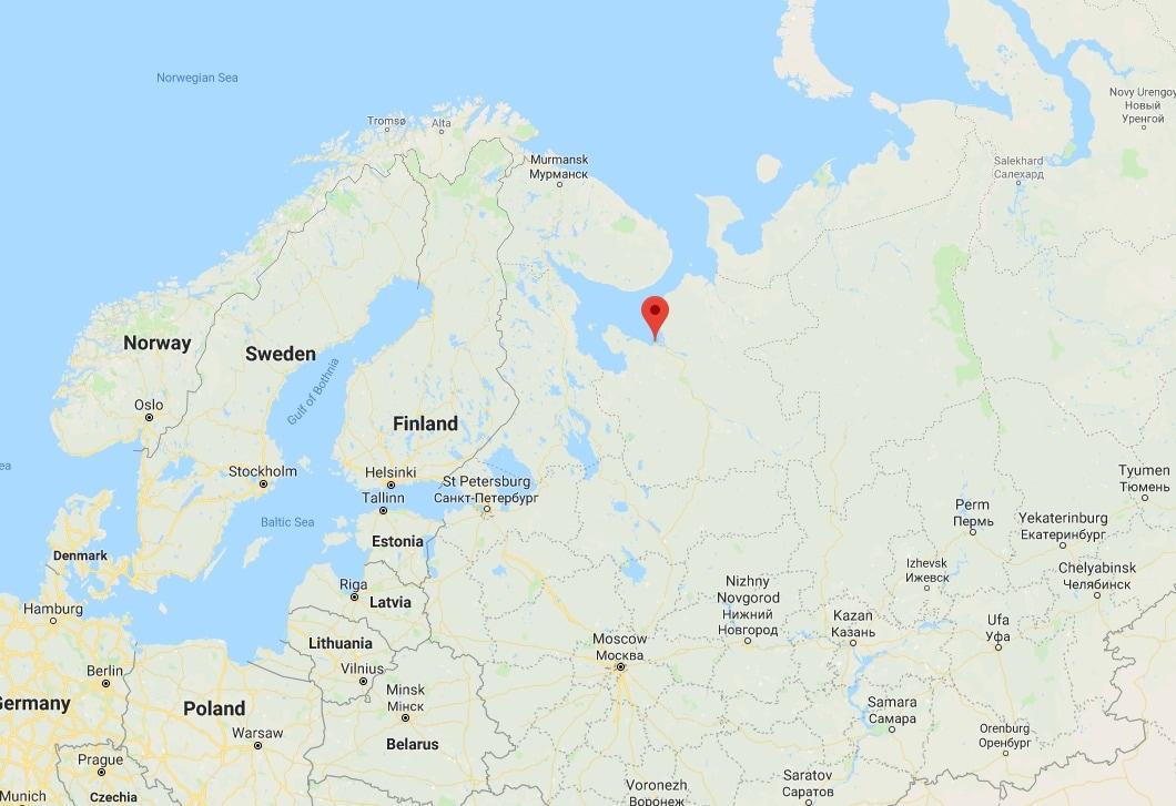 본문 이미지 - 러시아 북부도시 세베로드빈스크 위치.(출처 = 구글맵) ⓒ 뉴스1