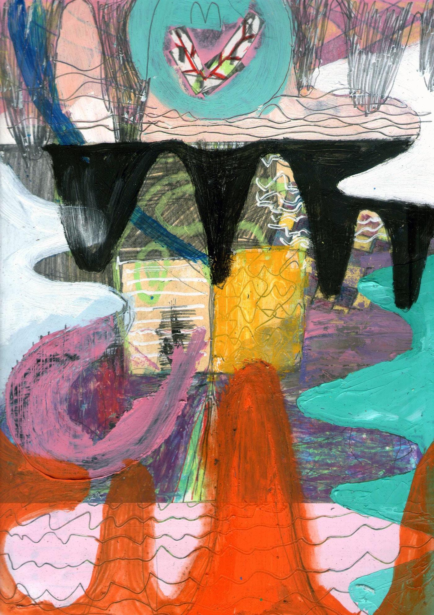 본문 이미지 - 백경호-untitled(smile, human, cave), oil,oil pastel, pencil, color pencil, correction fluid on paper, 30.4x22.7㎝, 2019.(스페이스 윌링앤딜링 제공)ⓒ 뉴스1