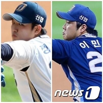 본문 이미지 - NC의 우완투수 정수민(왼)과 이민호가 나란히 팔꿈치 수술을 받는다. ⓒ 뉴스1