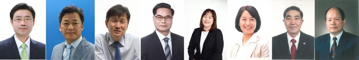 본문 이미지 - 왼쪽부터 무소속 정인화 의원, 민주당- 박근표 서동용 안준노, 정의당 이경자, 민중당 유현주, 국가혁명배당금당 고주석, 무소속 김광영 예비후보 순. /ⓒ 뉴스1