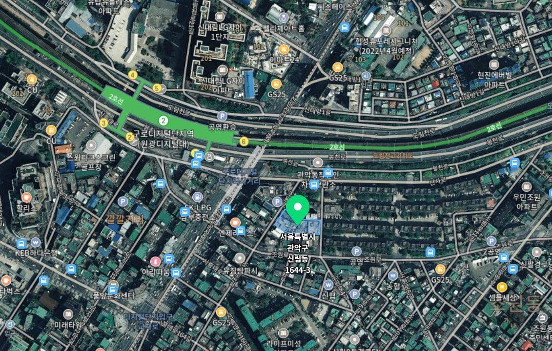 본문 이미지 - 신림동 1644-3번지 역세권 청년주택 위치도./네이버지도 캡처ⓒ 뉴스1