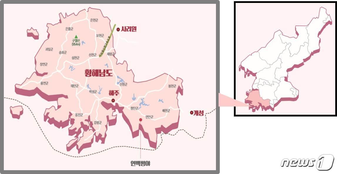 본문 이미지 - 황해남도 지도(라이스메이커 제공). ⓒ 뉴스1