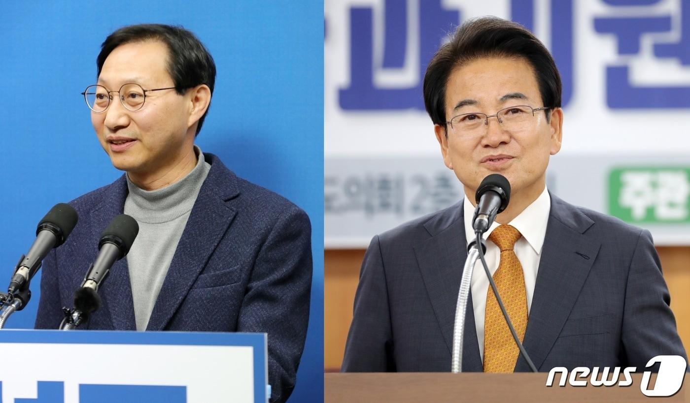 본문 이미지 - 전북 전주을 국회의원에 출마하는 김성주 민주당 예비후보(왼쪽)와 정동영 민생당 예비후보../뉴스1 ⓒ News1 김동규 기자