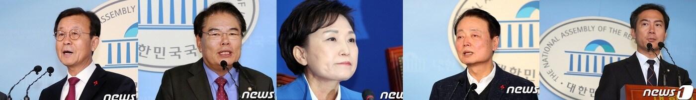 본문 이미지 - 제21대 총선 불출마를 선언한 중진 의원들. 왼쪽부터 더불어민주당 원혜영·백재현 의원, 김현미 장관, 자유한국당 한선교·김영우 의원./ⓒ 뉴스1