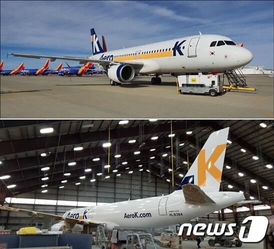 본문 이미지 - 청주국제공항 거점항공사인 '에어로케이'가 7일 1호 항공기를 공개했다.(에어로케이 제공) 2020.1.7 ⓒ 뉴스1