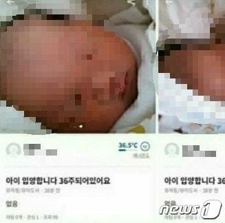 본문 이미지 - 지난 16일 오후 중고 물품 거래 유명 애플리케이션 서귀포시 카테고리에 '36주 아이를 판매하다'는 내용의 글이 올라와 도민사회의 공분을 사고 있다.(독자 제공) ⓒ 뉴스1