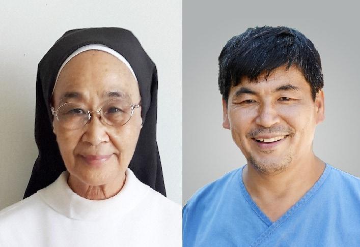 본문 이미지 - 32회 아산상 대상을 수상한 여혜화 베네딕다 수녀(왼쪽)와 의료봉사상 수상자인 민형래 원장(사진제공=서울아산병원ⓒ 뉴스1