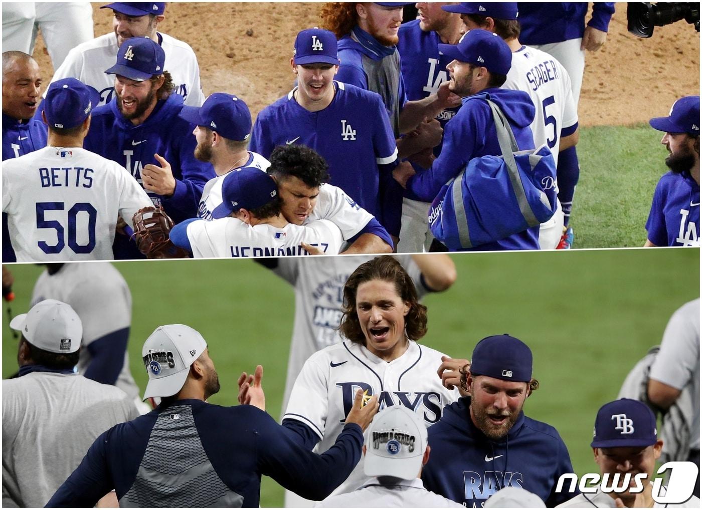 본문 이미지 - LA 다저스와 탬파베이 레이스가 2020 메이저리그 월드시리즈에서 맞붙는다. ⓒ AFP=뉴스1