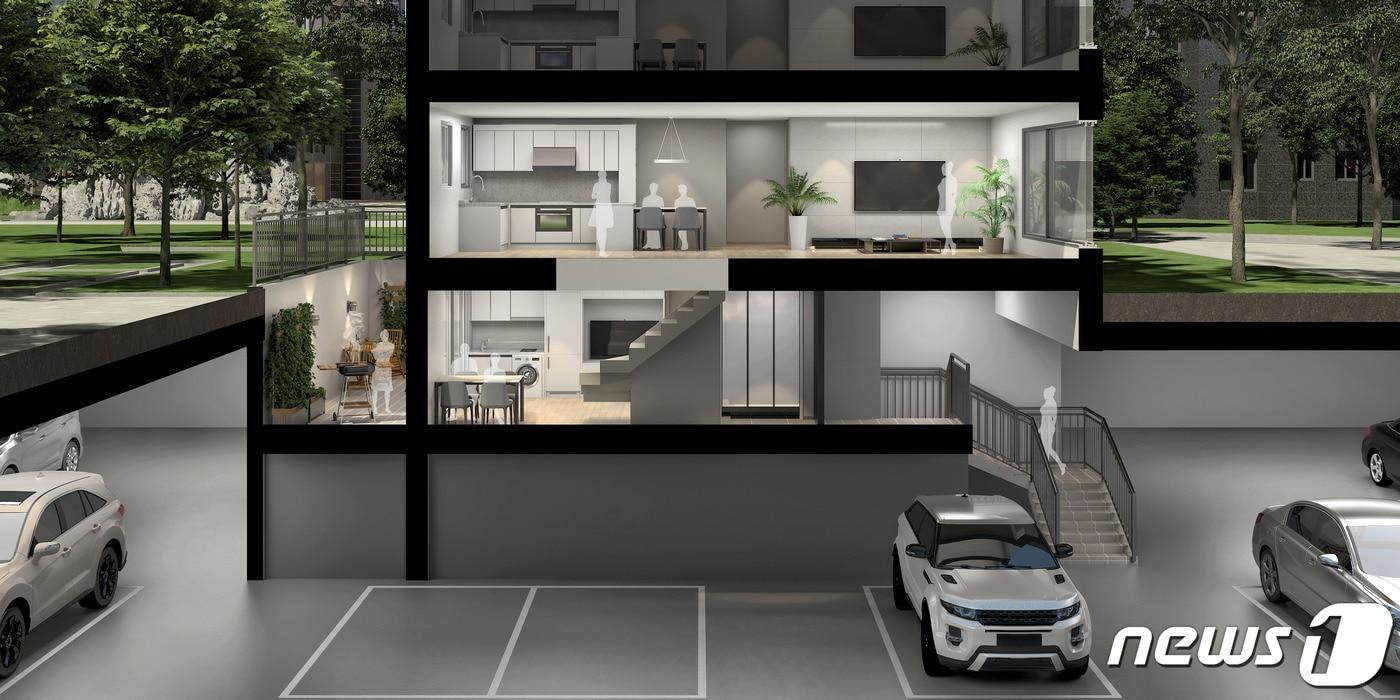 롯데건설 1층 특화설계 '캐슬 듀플렉스 가든하우스'(롯데건설 제공). ⓒ 뉴스1