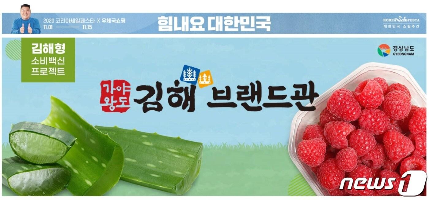 본문 이미지 - 김해시가 코리아세일페스타와 연계해 지난 2일 우체국 쇼핑몰과 손잡고 개설한 ‘김해브랜드관’이 개설 열흘만에 매출 1억원을 넘었다. 사진은 김해브랜드관 웹페이지 갈무리. ⓒ 뉴스1