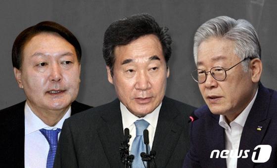 본문 이미지 - (왼쪽부터) 윤석열 전 검찰총장, 이낙연 전 더불어민주당 대표, 이재명 경기도지사. ⓒ News1 최수아 디자이너