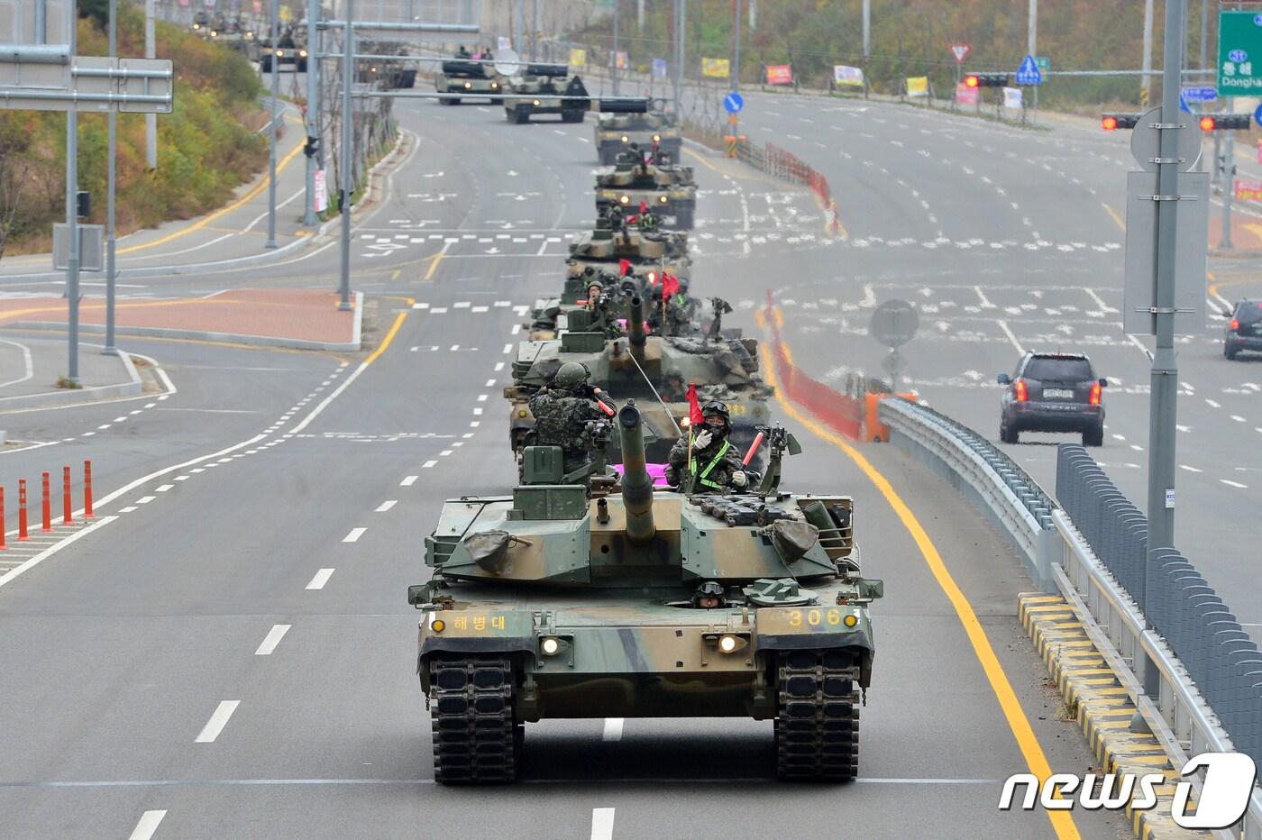 본문 이미지 - 해병대 1사단 K-1전차부대가 부대 모습. 2020.11.14/뉴스1 ⓒ News1 최창호 기자