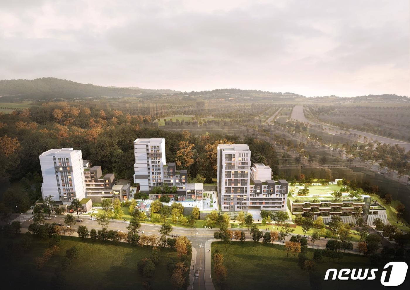 성남동 공영주차장 부지에 들어서는 행복주택 조감도.(성남시 제공) ⓒ News1 