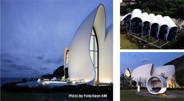 본문 이미지 - 울릉도 힐링스테이 코스모스 리조트.세계 최초의 슈퍼콘크리트 건축물. 한국건설기술연구원 제공. /뉴스1