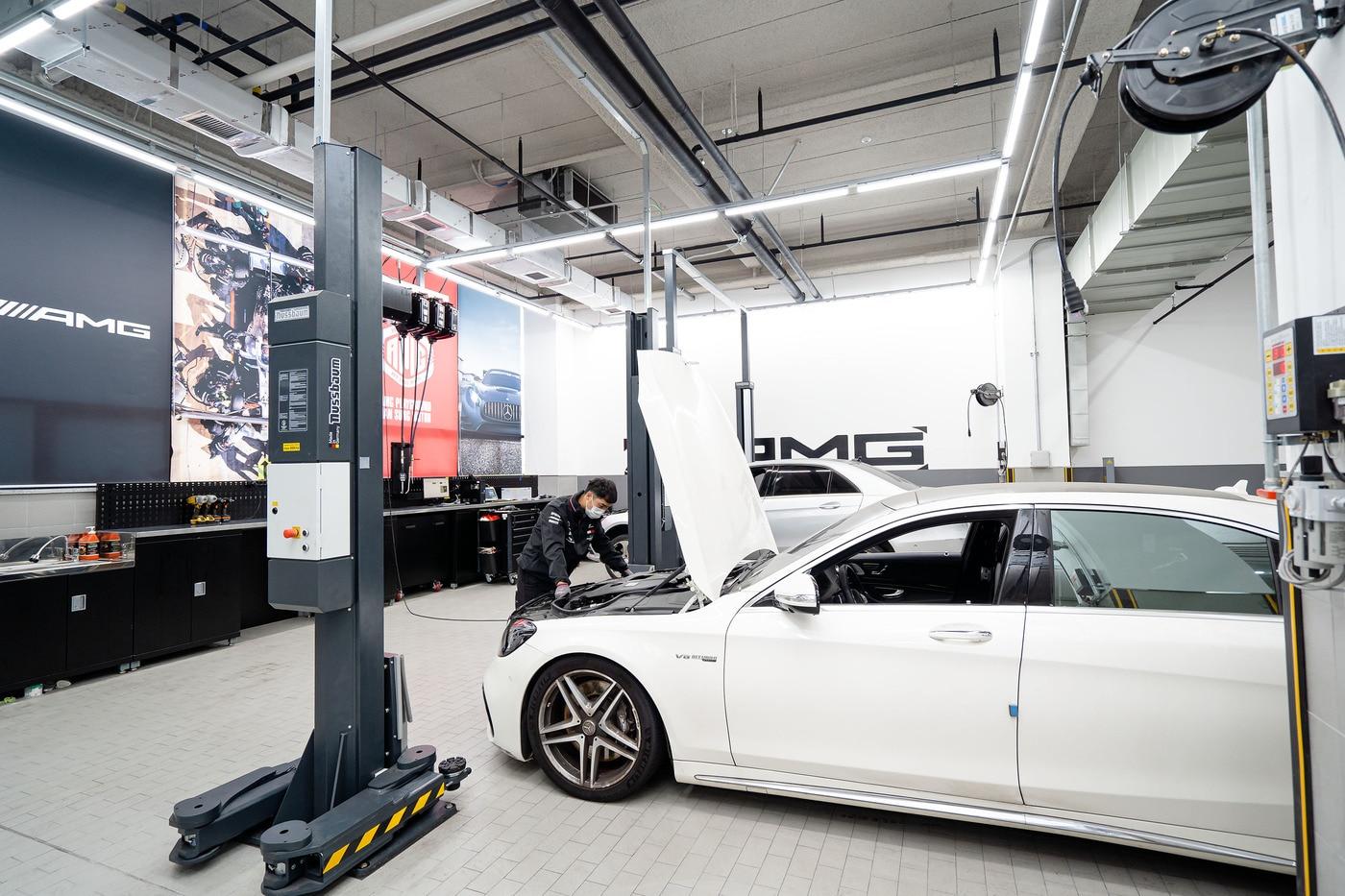 메르세데스-벤츠 용답서비스 센터 AMG 차량 전용 워크베이. (한성차 제공) ⓒ 뉴스1