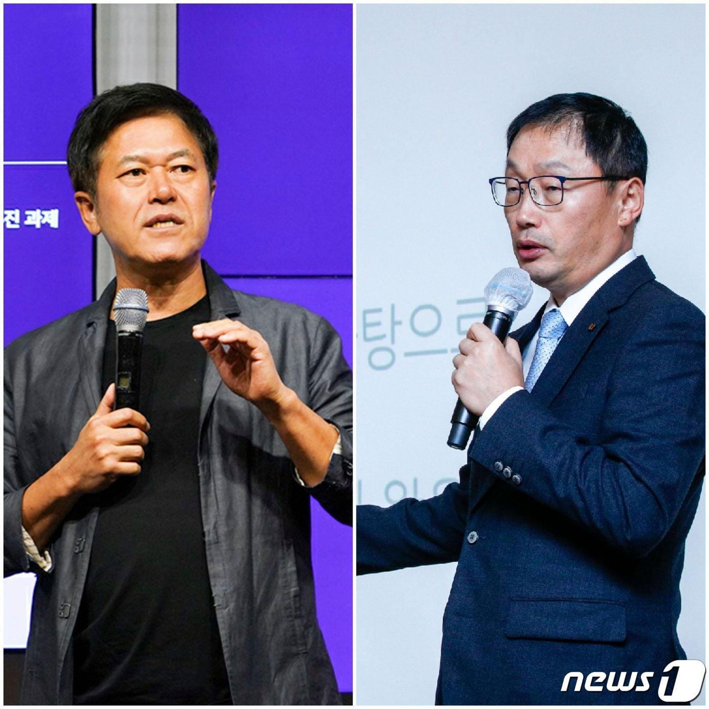본문 이미지 - 박정호 SK텔레콤 사장(왼쪽)과 구현모 KT 대표. 2020/.11.06 News1 ⓒ 뉴스1