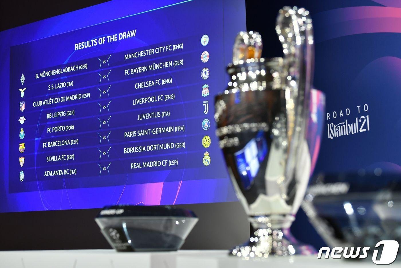 본문 이미지 - 유럽축구연맹(UEFA)이 2020-21 UEFA 챔피언스리그 16강 대진 추첨을 진행했다. ⓒ AFP=뉴스1