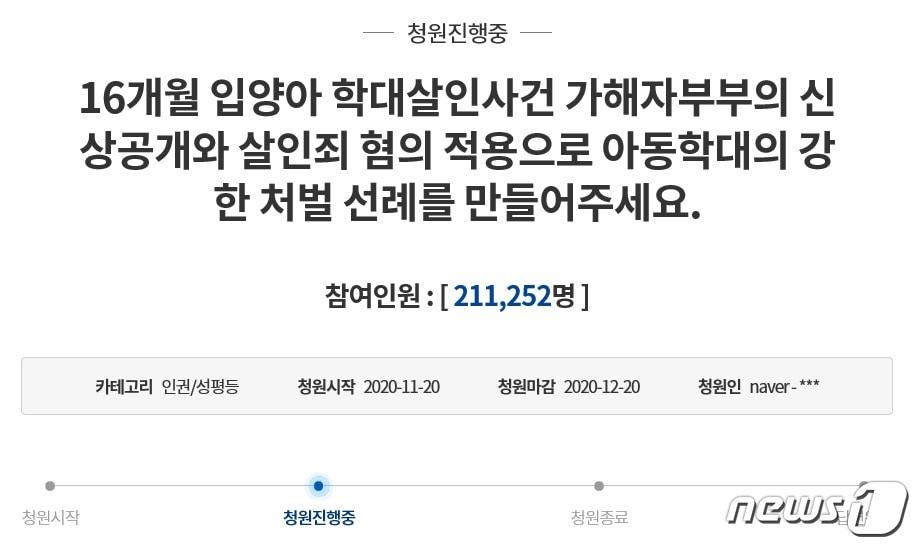 본문 이미지 - (청와대 국민청원 홈페이지 갈무리) ⓒ 뉴스1