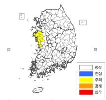 본문 이미지 - ⓒ 생활 및 공급용수 가뭄지도(3개월 전망)