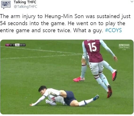 본문 이미지 - 손흥민의 부상 모습으로 추측되는 장면.(Talking THFC SNS 계정 캡처)ⓒ 뉴스1