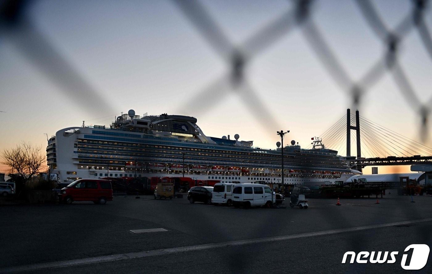 일본 요코하마 다이코쿠 부두에 정박한 다이아몬드 프린세스 크루즈선 ⓒ AFP=뉴스1 ⓒ News1 정윤미 기자