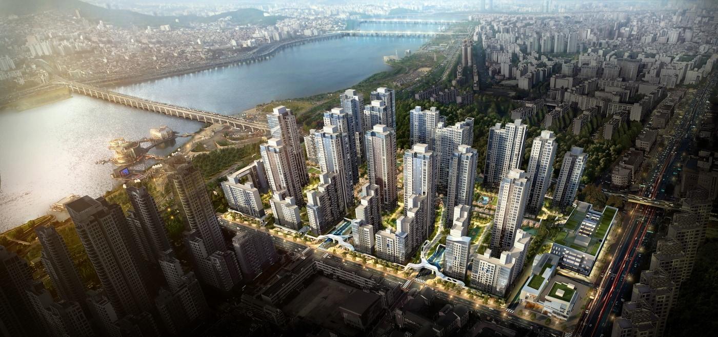 신반포3차·경남아파트 통합재건축인 ‘래미안원베일리’ 조감도/자료제공=삼성물산ⓒ 뉴스1