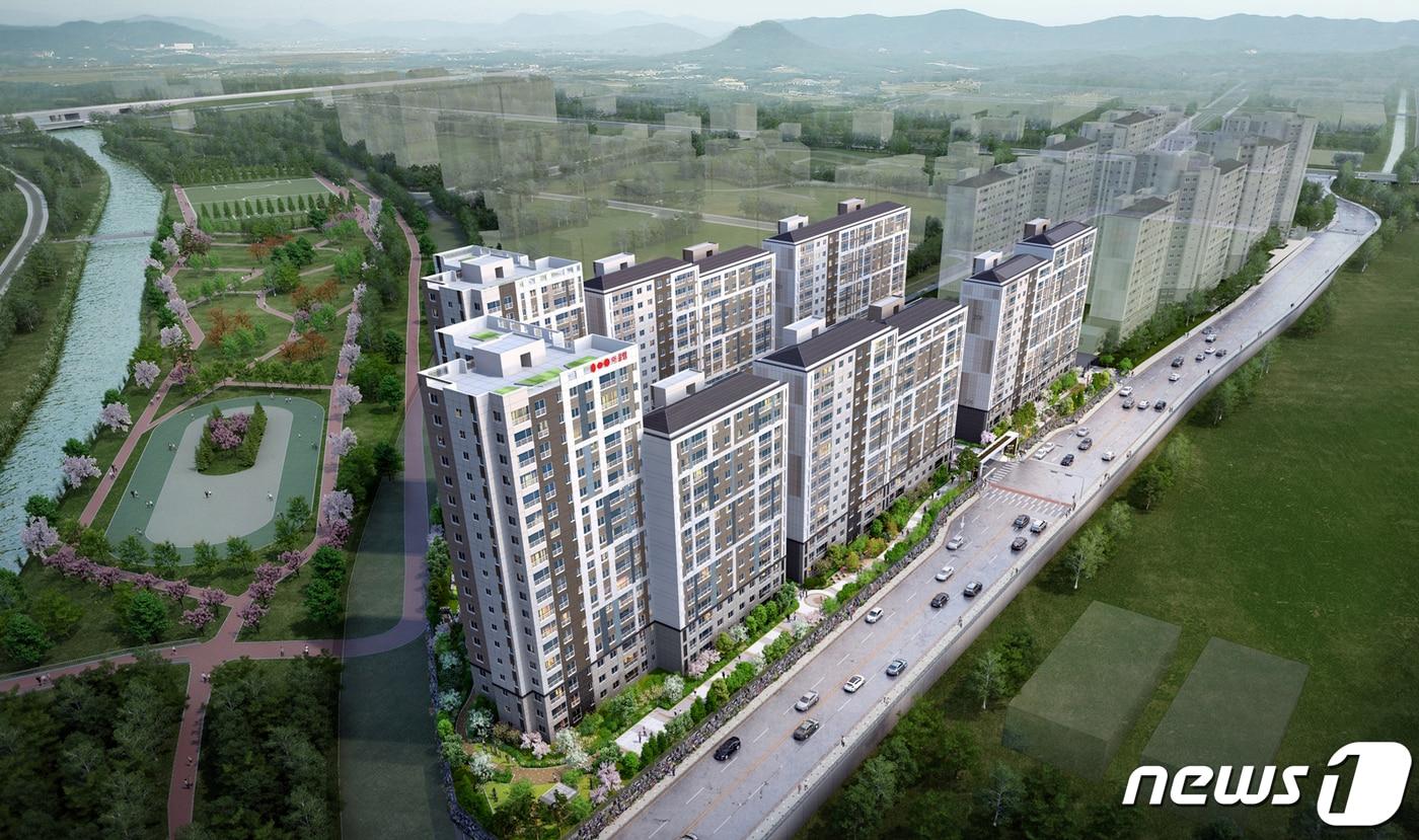 전남 순천시 서면 선평리에 들어서는 '순천 금호어울림 더파크 2차' 아파트 조감도.(금호산업 제공)2020.3.20 /뉴스1 ⓒ News1
