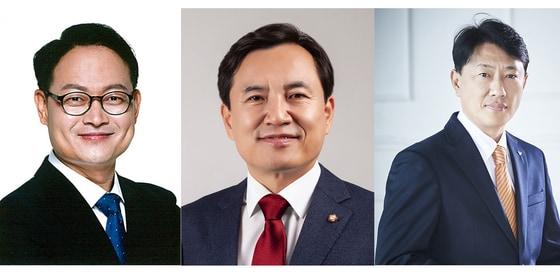 본문 이미지 - 왼쪽부터 더불어민주당 허영 후보, 미래통합당 김진태 후보, 정의당 엄재철 후보 ⓒ News1