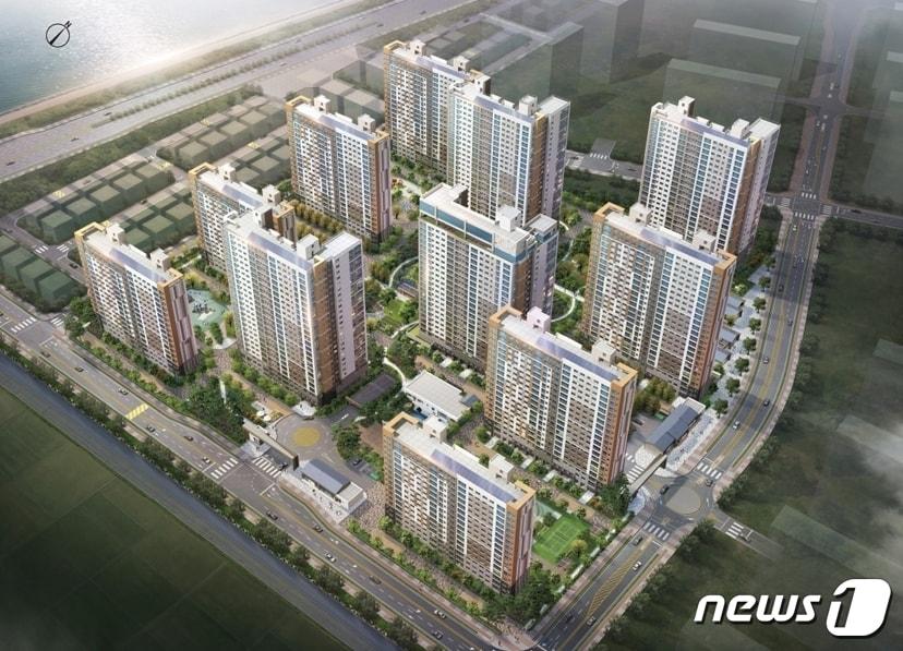 본문 이미지 - 한국토지주택공사(LH) 전북지역본부가 군산신역세권 B3블록 10년공공임대주택 1006세대 가운데 잔여세대 317세대를 순번추첨 동호지정 방식으로 공급한다. 군산신역세원 B3 10년공공임대주택 조감도. /뉴스1