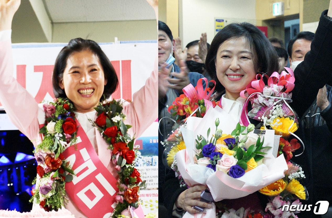 본문 이미지 - 여성 정치 불모지 부산에서 나란히 당선된 미래통합당 김미애 해운대을 당선인(왼쪽)과 황보승희 중영도 당선인(오른쪽) /ⓒ 뉴스1