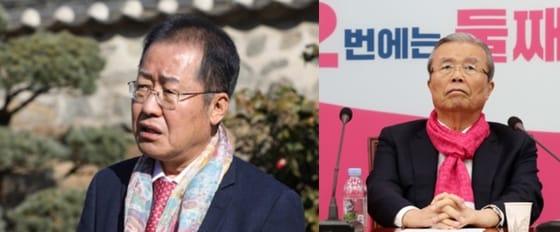 본문 이미지 - 위기의 미래통합당을 구하기 위해  전권형 구원투수로 등장한 김종인 비대위원장(오른쪽)은 2022년 20대 대선에서 40대 경제통에 나서야 한다며 통합당 세대교체가 자신의 할일임을 분명히 했다. 김 위원장은 홍준표 전 대표 등  보수 유력정치인의 시대는 이제 끝났다고 밝혀  또 하나의 불씨를 만들었다.  ⓒ 뉴스1