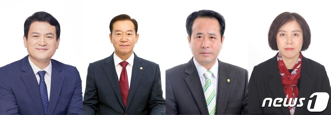 본문 이미지 - 10일 충북 충주선거구는 양강 구도가 형성된 가운데 네거티브가 판세를 가를 것으로 보인다. 왼쪽부터 민주당 김경욱 후보, 통합당 이종배 후보, 민생당 최용수 후보, 혁명당 김은숙 후보.2020.04.10/ⓒ 뉴스1