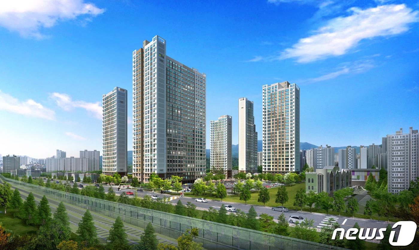 다우건설이 대전 동구 홍도동에 지을 ‘다우 갤러리휴리움’아파트 투시도.(다우건설 제공)ⓒ 뉴스1