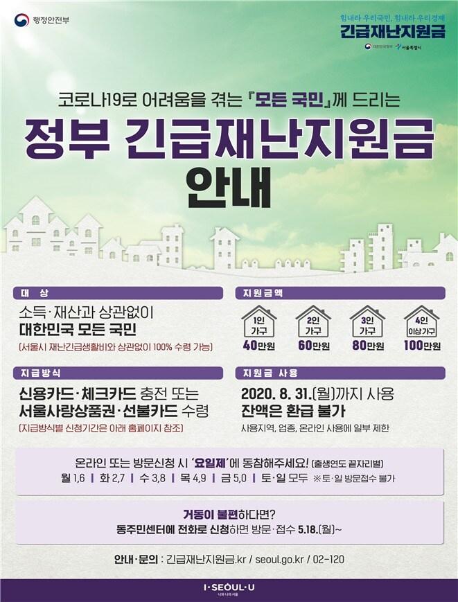 본문 이미지 - 정부 긴급재난지원금 홍보물.(서울시 제공) ⓒ 뉴스1