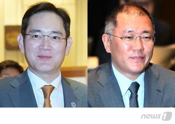본문 이미지 - 이재용 삼성전자 부회장(좌)과 정의선 현대차그룹 수석부회장 