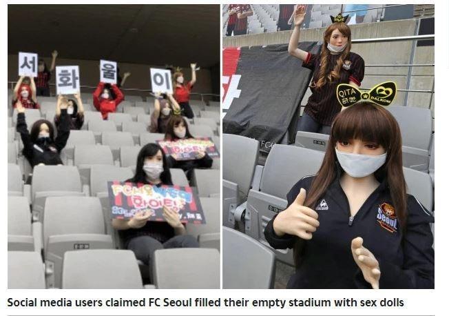 본문 이미지 - FC서울 관중석에 앉았던 마네킹의 모습. (더선 캡처) ⓒ 뉴스1
