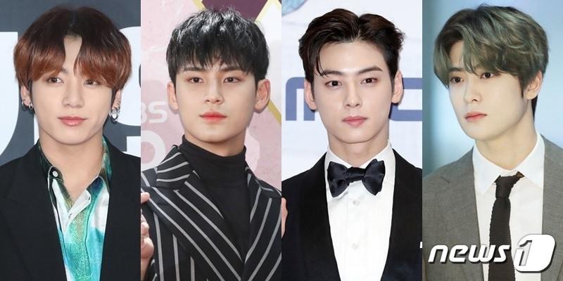 본문 이미지 - 방탄소년단 정국, 세븐틴 민규, 아스트로 차은우, NCT 재현(왼쪽부터) ⓒ 뉴스1 DB