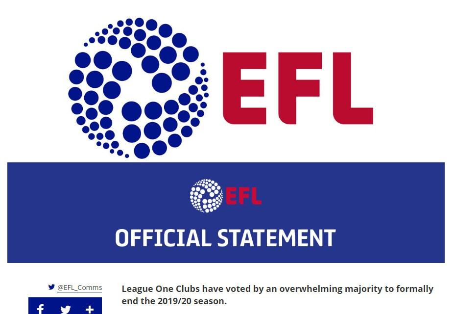 본문 이미지 - EPL과 챔피언십이 재개를 준비하는 것과 달리 잉글랜드 3, 4부리그는 시즌 종료를 결정했다. (EFL 홈페이지) ⓒ 뉴스1