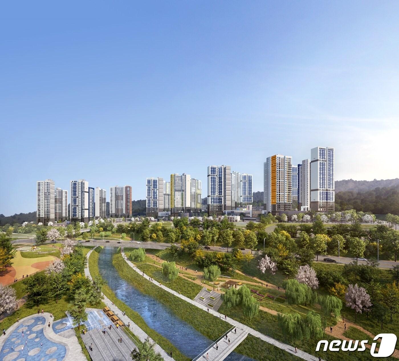 본문 이미지 - 경남 양산 사송 더샵 데시앙 2차 조감도.(포스코건설·태영건설 컨소시엄 제공)ⓒ 뉴스1