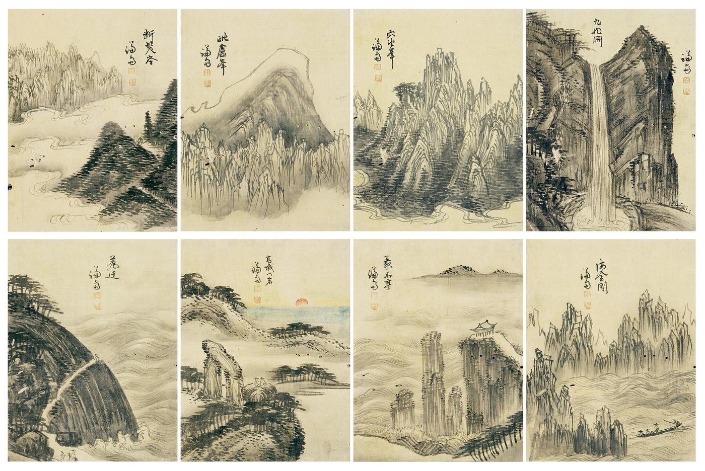 본문 이미지 - 보물 제1796호 '정선 필 해악팔경 및 송유팔현도 화첩'의 해악팔경도.(케이옥션 제공)ⓒ 뉴스1