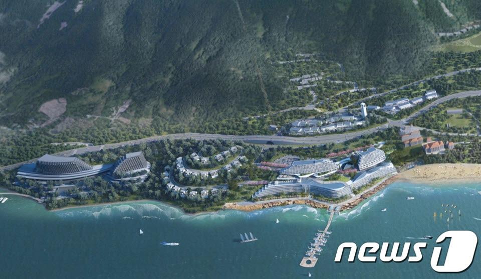 본문 이미지 - 화양지구 비치콘도 조감도.(디오션리조트 제공) /뉴스1 ⓒ News1 지정운 기자