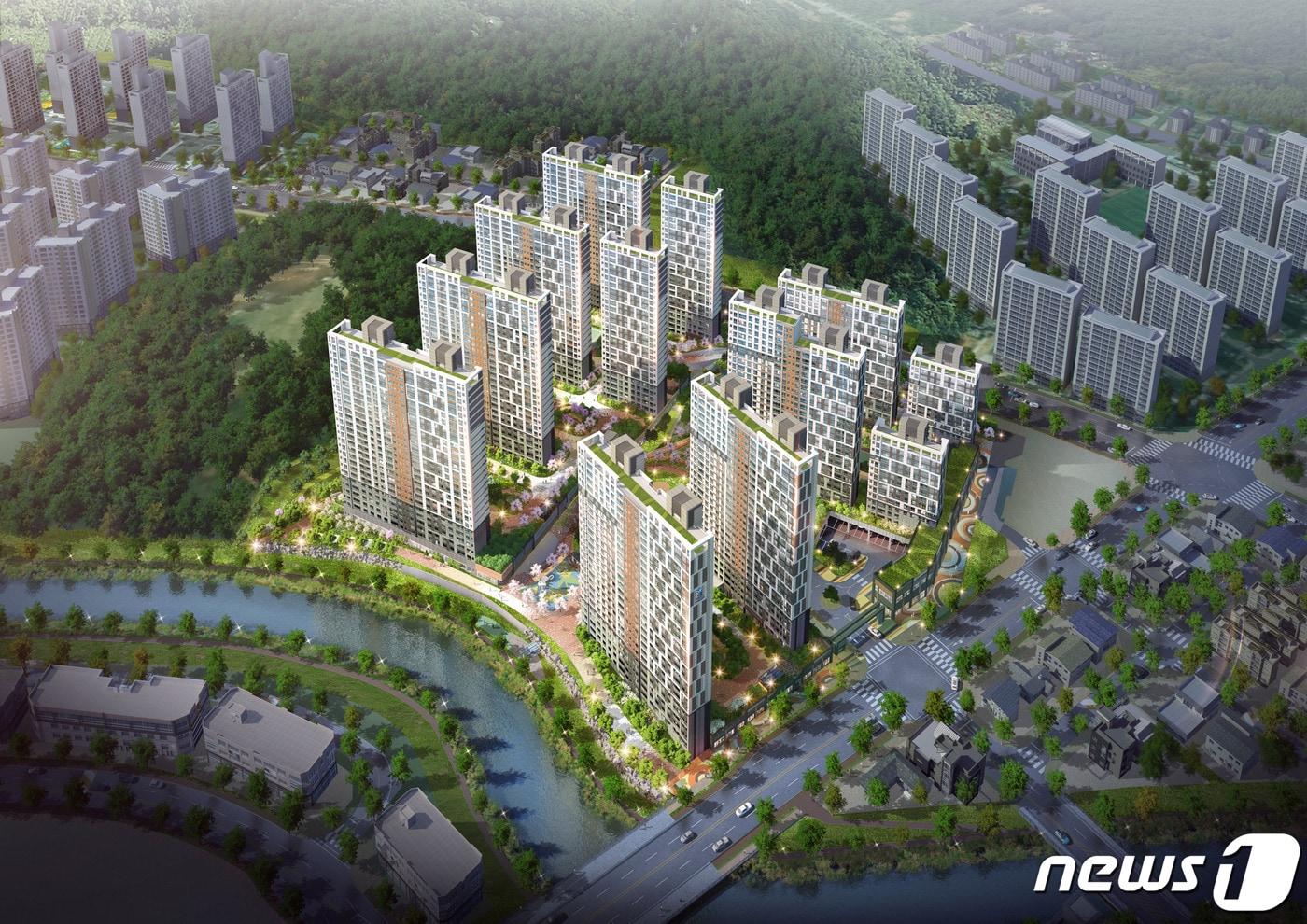 본문 이미지 - 충남 계룡시 계룡대실지구에 들어설 ‘계룡 한라비발디 더 센트럴’ 아파트 조감도.((주)한라 제공)ⓒ 뉴스1
