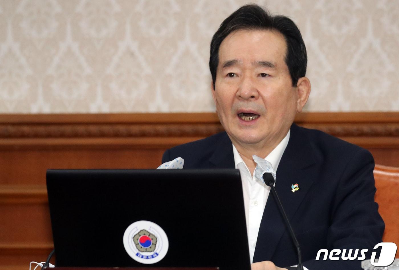 본문 이미지 - 정세균 국무총리가 30일 서울 종로구 정부서울청사에서 열린 국무회의에서 모두발언을 하고 있다. 2020.6.30/뉴스1 ⓒ News1 김명섭 기자