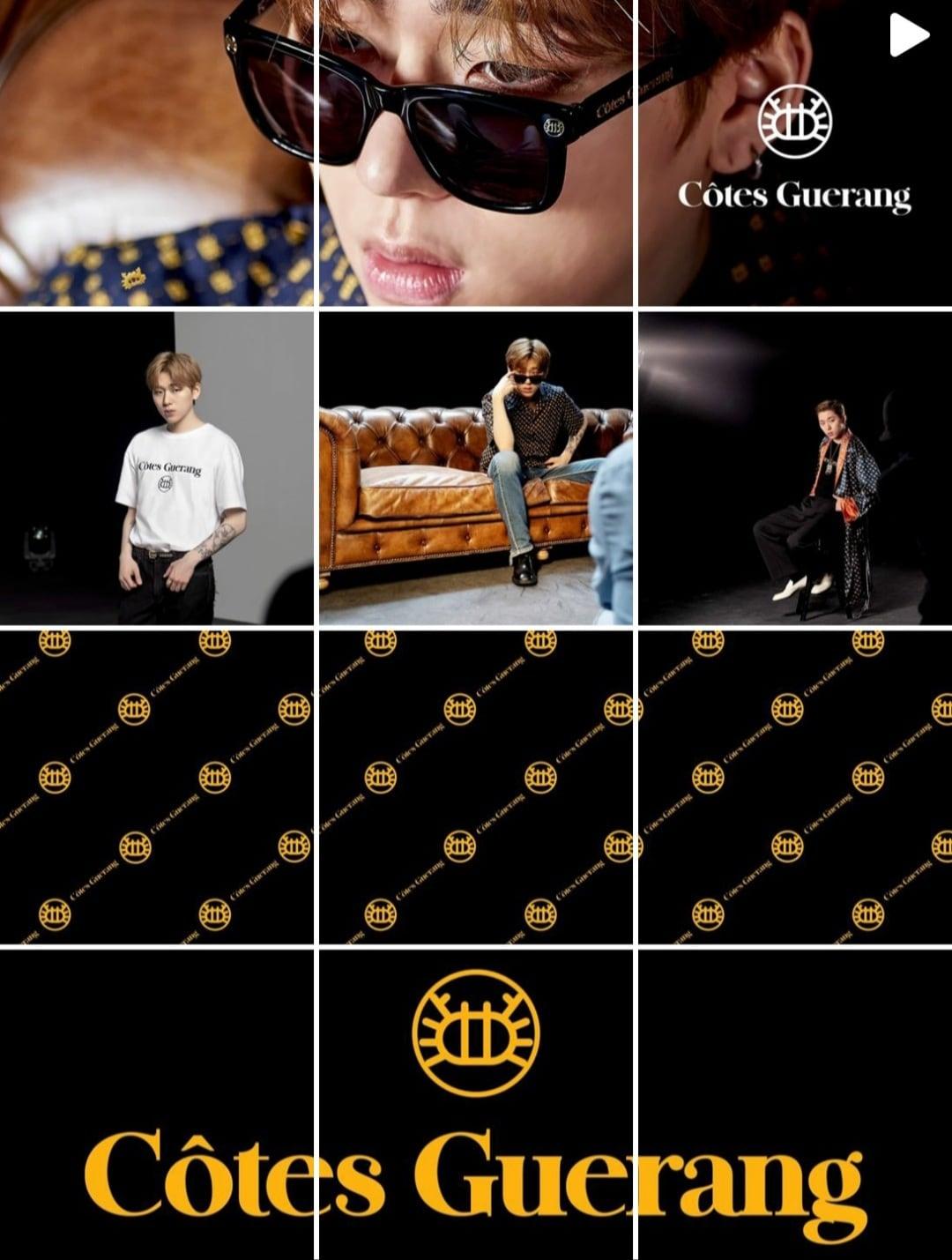 본문 이미지 - 빙그레 과자 '꽃게랑'을 활용한 의류브랜드 꼬뜨게랑 콘셉트 이미지. 가수 지코가 모델을 맡았다.(꼬뜨게랑 인스타그램 갈무리)ⓒ 뉴스1