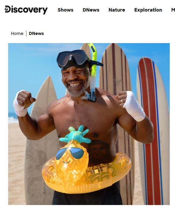 본문 이미지 - 백상아리와 가상 대결을 펼치는 마이크 타이슨(디스커버리 채널 캡처) ⓒ 뉴스1