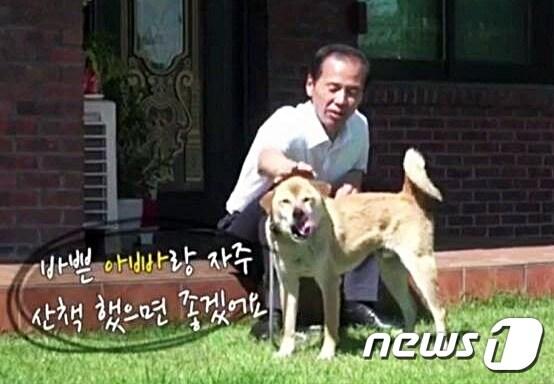 본문 이미지 - 최문순 강원도지사와 반려견 말복이. 사진 최문순 지사 인스타그램 갈무리 ⓒ 뉴스1
