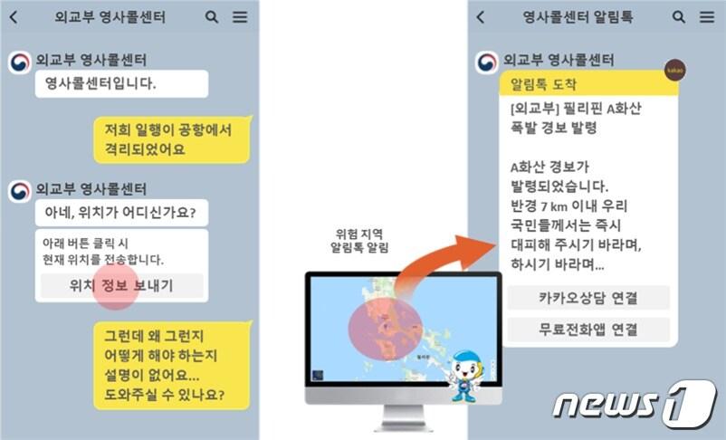 본문 이미지 - 외교부 카카오톡 콜센터 서비스 예시 (외교부 제공)ⓒ 뉴스1