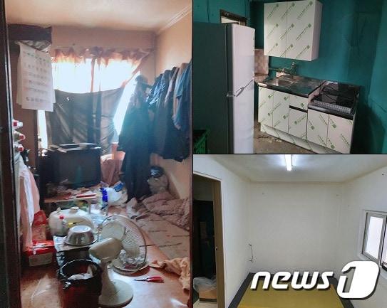 본문 이미지 - 대전 중구 용두동의 1평 남짓 단칸방(왼쪽)에서 지내온 6·25참전유공자 임씨가 대전지방보훈청의 도움으로 새집(오른쪽)으로 보금자리를 옮기게 됐다. (대전지방보훈청 제공) ⓒ 뉴스1