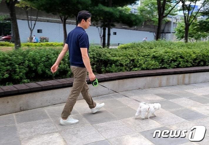 본문 이미지 - 최춘기 수의사가 반려견과 함께 산책을 하고 있다. ⓒ 뉴스1